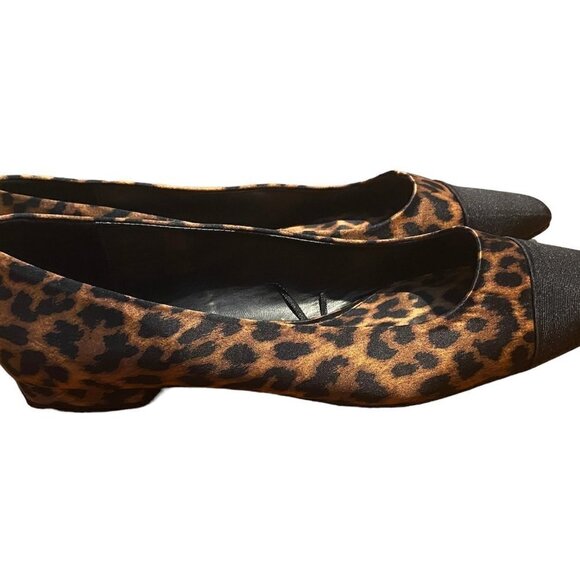 ZARA Cap Toe Animal Print Ballet Flat Leopard 10.5 Excellent Condition - Picture 2 of 6
